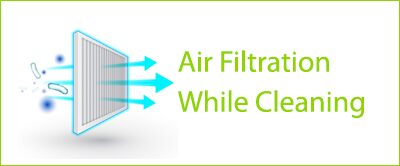 Air filtration while cleaning